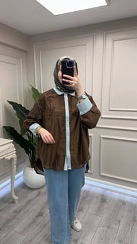 Ghisa 3611G4435 Kahve Denim Detaylı Gömlek
