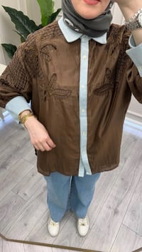 Ghisa 3611G4435 Kahve Denim Detaylı Gömlek