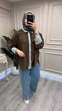 Ghisa 3611G4435 Kahve Denim Detaylı Gömlek