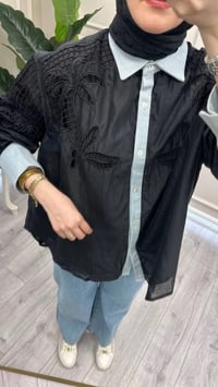 Ghisa 3611G4435 Siyah Denim Detaylı Gömlek