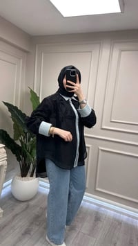 Ghisa 3611G4435 Siyah Denim Detaylı Gömlek