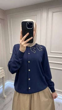 Ghisa 3620H3290 Lacivert İşleme Detaylı Hırka