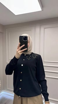 Ghisa 3620H3290 Siyah İşleme Detaylı Hırka
