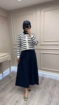 Ghisa 3620H3313 Ekru Lacivert Hırka