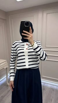 Ghisa 3620H3313 Ekru Lacivert Hırka