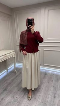 Ghisa 3620T4863 Bordo Vatkalı Fermuar Detaylı Merserize Tunik