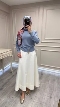 Ghisa 3620T4863 Mavi Vatkalı Fermuar Detaylı Merserize Tunik