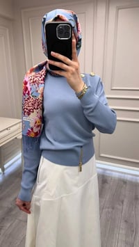 Ghisa 3620T4863 Mavi Vatkalı Fermuar Detaylı Merserize Tunik