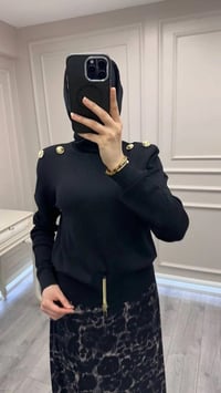 Ghisa 3620T4863 Siyah Vatkalı Fermuar Detaylı Merserize Tunik