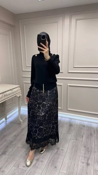 Ghisa 3620T4863 Siyah Vatkalı Fermuar Detaylı Merserize Tunik