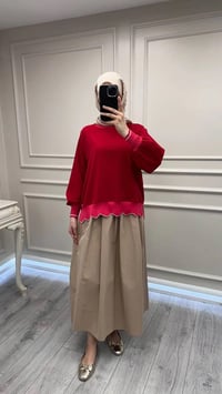 Ghisa 3630T4304 Kırmızı Ribana Detaylı Tunik