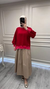Ghisa 3630T4304 Kırmızı Ribana Detaylı Tunik