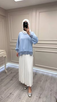 Ghisa 3630T4304 Mavi Ribana Detaylı Tunik