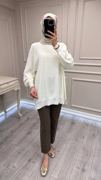 Ghisa 3630T4321 Ekru Kolları Merserize Detaylı Tunik