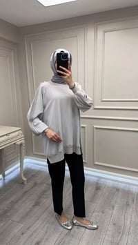 Ghisa 3630T4321 Gri Kolları Merserize Detaylı Tunik