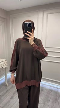 Ghisa 3630T4321 Kahve Kolları Merserize Detaylı Tunik