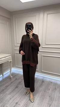 Ghisa 3630T4321 Kahve Kolları Merserize Detaylı Tunik