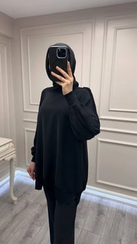 Ghisa 3630T4321 Siyah Kolları Merserize Detaylı Tunik