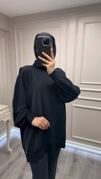 Ghisa 3630T4321 Siyah Kolları Merserize Detaylı Tunik