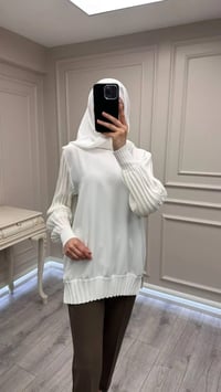 Ghisa 3630T4421 Ekru Etek Ucu Ve Kolları Merserize Tunik