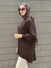 Ghisa 3630T4442 Kahve Önü Nervür Detaylı Tunik