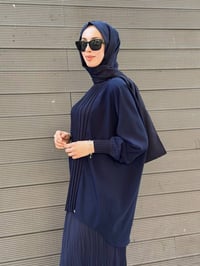 Ghisa 3630T4442 Lacivert Önü Nervür Detaylı Tunik