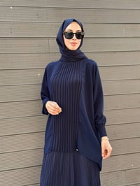 Ghisa 3630T4442 Lacivert Önü Nervür Detaylı Tunik