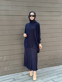 Ghisa 3630T4442 Lacivert Önü Nervür Detaylı Tunik