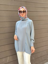 Ghisa 3630T4442 Mavi Önü Nervür Detaylı Tunik