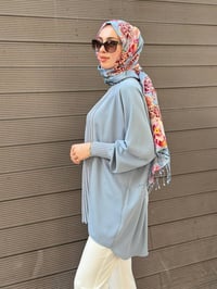 Ghisa 3630T4442 Mavi Önü Nervür Detaylı Tunik