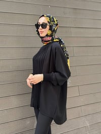 Ghisa 3630T4442 Siyah Önü Nervür Detaylı Tunik