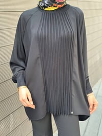 Ghisa 3630T4442 Siyah Önü Nervür Detaylı Tunik