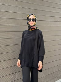 Ghisa 3630T4442 Siyah Önü Nervür Detaylı Tunik
