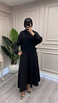 Ghisa 3651T4414 Siyah Kolları Saten Detaylı Tunik