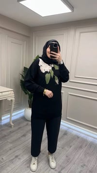 Ghisa 3651T4415 Siyah Yakası Detaylı Tunik