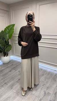 Ghisa 4710T4488 Kahve Krep Kumaş Tunik