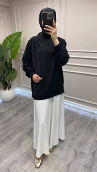Ghisa 4710T4488 Siyah Krep Kumaş Tunik