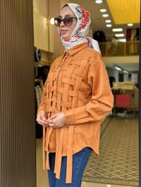 Ghisa 4711G4482 Oranje Kafes Kadife Gömlek