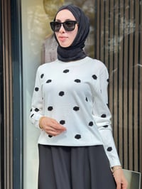 Ghisa 4711T4474 Ekru Nakış Bulut İşlemeli Merserize Bluz