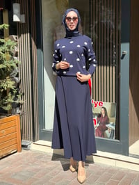 Ghisa 4711T4474 Lacivert Nakış Bulut İşlemeli Merserize Bluz