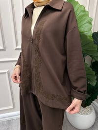 Ghisa 4711T9387 Kahve Deseni Kabartma Detay Pantolonlu Takım