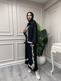 Ghisa 4711T9387 Siyah Deseni Kabartma Detay Pantolonlu Takım
