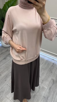 Ghisa 4720T4455 Pudra Düğme Detaylı Triko Tunik