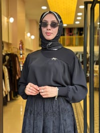 Ghisa 4730T4466 Siyah Broş Detaylı Tunik