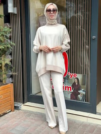 Ghisa 4730T4468 Bej Kolları Merserize Detaylı Tunik