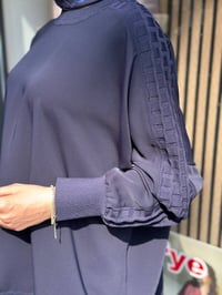Ghisa 4730T4468 Lacivert Kolları Merserize Detaylı Tunik