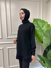 Ghisa 4730T4477 Siyah Merserize Detaylı Tunik
