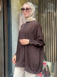 Ghisa 4730T4491 Kahve Düğme Ve Merserize Detaylı Tunik 