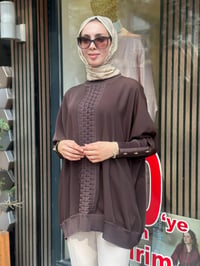 Ghisa 4730T4491 Kahve Düğme Ve Merserize Detaylı Tunik 