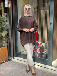 Ghisa 4730T4491 Kahve Düğme Ve Merserize Detaylı Tunik 